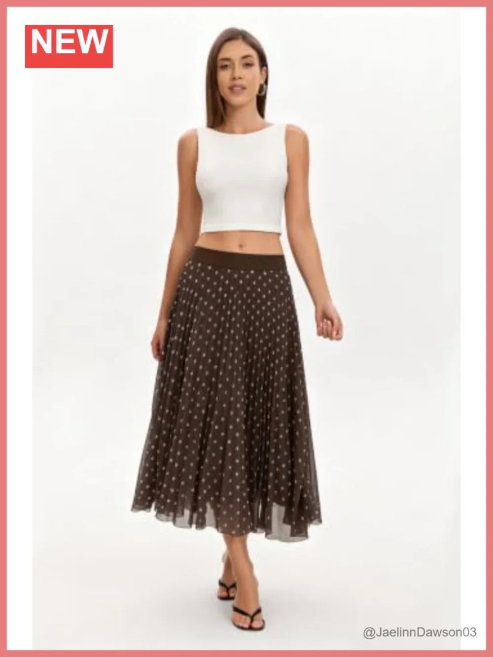 Elegant Flowy Pleated Chiffon A-Line Swing Midi Skirt Elastic Waist Soft Lining